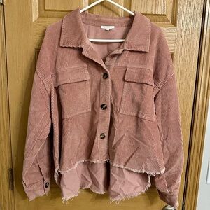 heyday Women's Corduroy Utility Jacket in Soft Pink | Size L